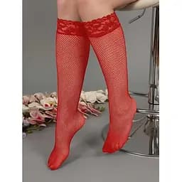 Довгі гольфи в сітку XS/S Червоний K0466-3