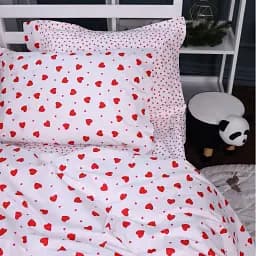 Наволочка MirSon Poplin Line Kids 01 Little Hearts 50х50 см біла з червоним (2200009710452) - мініатюра 4