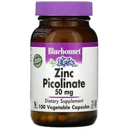 Пиколинат цинка Bluebonnet Nutrition 50 мг 100 вегетарианских капсул