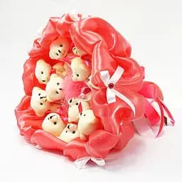 Букет из мягких игрушек 11 мишек 5284IT коралловый.