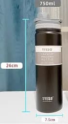 Термопляшка Tyeso 750 мл з нержавіючої сталі для кави води black - мініатюра 3