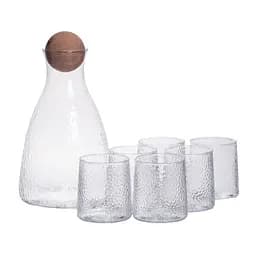 Набор для напитков графин с бамбуковой крышкой и 6 стаканов Прозрачный Yiwu 64486-37
