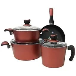 Набір каструль Casa Royal Elite Titanium із покриттям Bio Titanium 7 предметів Червоний