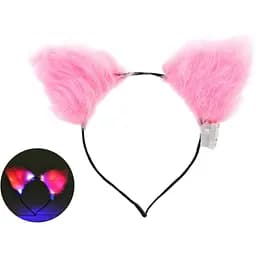 Аксессуар для волос обруч с плюшевыми ушками 22x18x1 см, свет 3 режима, на батарейках (в ассортименте)