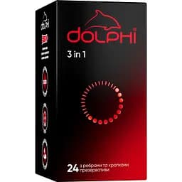 Презервативи Dolphi 3 in 1 з крапками та ребрами 24 шт.