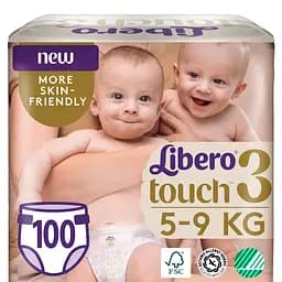 Набір підгузків Libero Touch 3 (5-9кг), 100 шт. (2 уп. по 50 шт.)