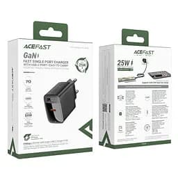 Мережевий зарядний пристрій Acefast A104 PD25W GaN single USB-C charger чорний - мініатюра 2