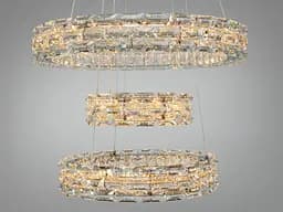 Підвісна LED-люстра Diasha 7896/500+400+300CH з трьома кришталевими кільцями, пультом, 70 W, CH, 53 см, 12-20m2 - мініатюра 2