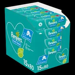 Уцінка. Набір дитячих вологих серветок Pampers Baby Fresh Clean, 1200 шт. (15 упаковок по 80 шт.)