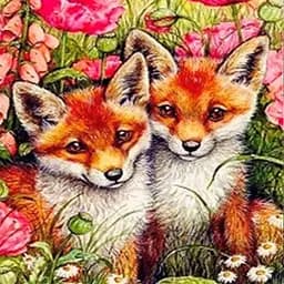 Алмазна мозаїка 30*30 см зі стразами на підрамнику повна викладка Лисички подружки