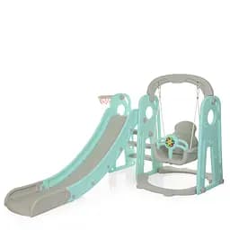 Дитяча гірка-гойдалка BAMBI YG2020-1-4 з баскетбольним кільцем, ш153-г195-в113см, голуба