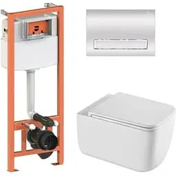 Набір Q-tap Nest 4 в 1 підвісний унітаз Gemini Ultra Quiet 530х365х373 + комплект інсталяції QT2533076EUQW46165