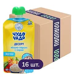 Упаковка десерта для детей Чудо-чадо Яблочно-персиковый с творогом без сахара 1.44 кг (90 г х 16 шт.)