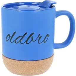 Керамічний кавовий кухоль OldBro Blue 414 мл з корковим дном і кришкою