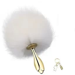 Металева анальна пробка Кролячий хвост Lockink Sevanda White Bunny-Tail Anal Rose-shape Plug