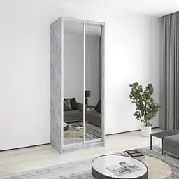 Шкаф-купе двухдверный MebelStar Уни AL 2 Зеркала 90x45x240 см Бетон (MBS-4022)