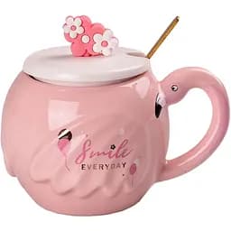 Чашка керамическая Happy Life Фламинго с крышкой и ложкой Smile 500 мл HPCY8276SM