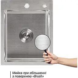 Мийка для кухні Lidz Handmade H4050 інтегрована 3.0/1.0 мм Brushed Steel (LDH4050BRU39258) - мініатюра 7