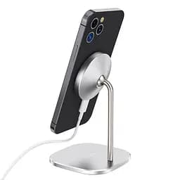 Заряджання бездротове металеве HOCO CW32 Happiness magnetic desktop wireless charger 15W біле - мініатюра 8