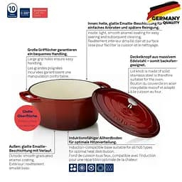 Каструля чавунна з кришкою KELA Calido червона 26 см 4,6 л (11948) - мініатюра 6