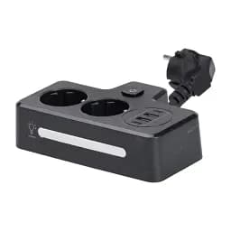 Мережевий фільтр-розгалужувач SNAILS 2 розетки LED 4 USB 8 см, чорний
 - мініатюра 5
