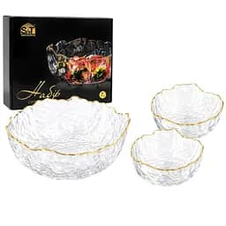 Набір салатників S&T 7 шт. ламаний край прозорий золотий кант (9292-1)