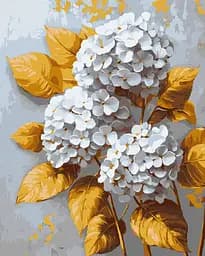 Набір для розпису по номерах Золота гортензія з фарбами металік extra, Ideyka, 40x50 см, КНО3310