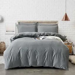 Комплект постельного белья Love You Вареный хлопок WC01 евростандарт темно-серый (62028)