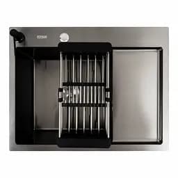 Кухонна мийка CM 65x50 L PVD чорна Platinum Handmade (круглий сифон 3.0/0.8), Чорний - мініатюра 3