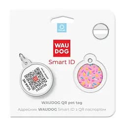 Адресник для собак і котів Waudog Smart ID з QR паспортом, Маршмеллоу, S, діаметр 25 мм - мініатюра 5
