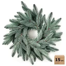 Вінки хвойні різдвяні Hvoya Classic литі блакитні 40 см 15 шт.