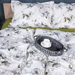 Простирадло на гумці MirSon Поплін 00-1 Olive Flowers 70х140 см зелене (2200009699443) - мініатюра 3