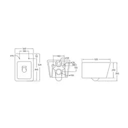 Унітаз підвісний Mixxus Quadro-0304-R 520x360x365 мм, Rimless MI6707, Білий - мініатюра 2
