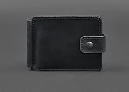 Кожаный портмоне 13.1 зажим с хлястиком Черный Crazy Horse