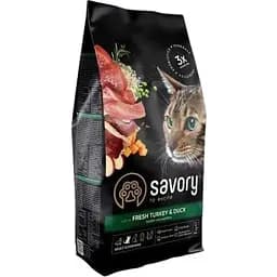Сухой корм Savory для кошек гурманов со свежей индейкой и уткой 2 кг