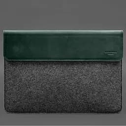 Чохол-конверт BlankNote із клапаном шкіра+фетр для MacBook 16" Зелений Crazy Horse - мініатюра 5