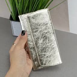 Гаманець жіночий шкіряний Leona на кнопці золотий - мініатюра 7