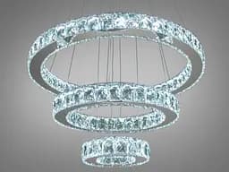 Люстра стельова LED Diasha 7201-8A/580+400+200HR, 66W, хром, кришталь, сучасний стиль, регулювання висоти, пульт ДУ - мініатюра 2