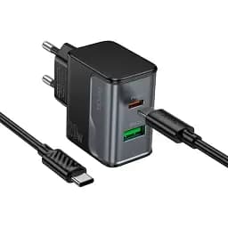 Мережевий зарядний пристрій Hoco CS71A Star Speed PD20W+QC3.0 charger set(Type-C to Type-C)(EU) Чорний