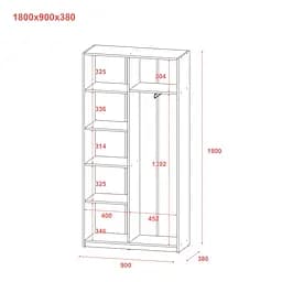 Розпашна Шафа Doros Студент Графіт/Білий 90х38х180 (44900273) - мініатюра 8