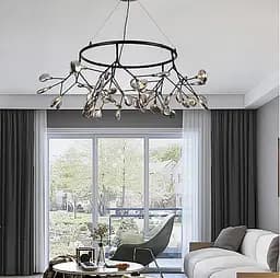 Сучасний світильник на 45 ламп з гілочками чорного кольору Line.F Колір плафона Прозорий