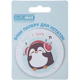 Блок паперу для нотаток Buromax Penguin з клейким шаром 70х70 мм 30 аркушів в асортименті (BM.2381-74) - мініатюра 2