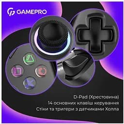 Геймпад Bluetooth джойстик GamePro GPS-13B Bluetooth 5.3/USB (PC/iOS/Android/PS3/PS4) RGB Black - мініатюра 18