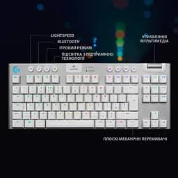 Клавіатура Logitech G915 TKL Lightspeed Wireless RGB Mechanical White [920-009664] [68413] - мініатюра 3