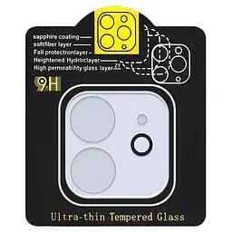 Захисне скло на камеру Full Block (тех.пак) для Apple iPhone 11 (6.1) Прозорий
