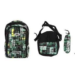 Рюкзак подростковый, 5 молний, набор из рюкзака, пенала, сумки, 2332 (в ассортименте)