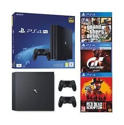 Консоль Sony PlayStation 4 PRO 1TB CUH 72 Black обслугована + 2 Геймпада бездротових DualShock 4 + коробка + 3 гри + гарантія Б/В