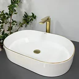 Умивальник VBI Verona 60 gold edge накладний VBI-011308, Золотий - мініатюра 3