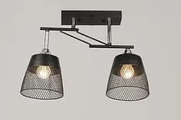 Valeso Ceiling Chandelier K2324/2 for 2 E27 bulbs Black+Chrome Metal