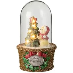 Новогодняя рождественская статуэтка  J-line елочка и собачка под колбой с лед-подсветкой 17 см (5167)